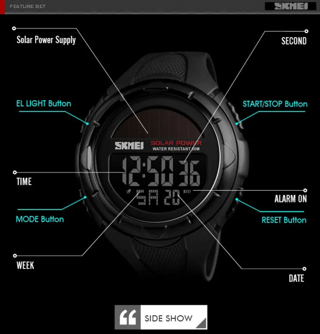 SKMEI SOLAR WATCH "R3D FIR3" WR50M