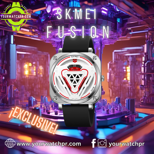 "¡Atrévete a Destacar! Reloj Skmei Fusion Plata con Detalles Rojos: ¡Descubre Nuestro Modelo Exclusivo!"