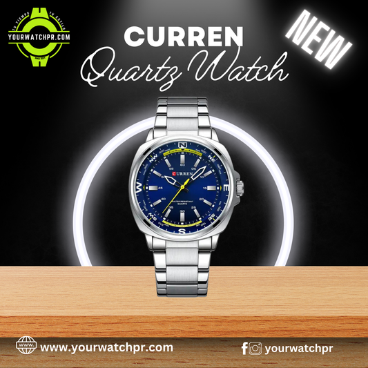 Tu Compañero Ideal: Reloj Curren Quartz Azul con Acabado de Acero Inoxidable.